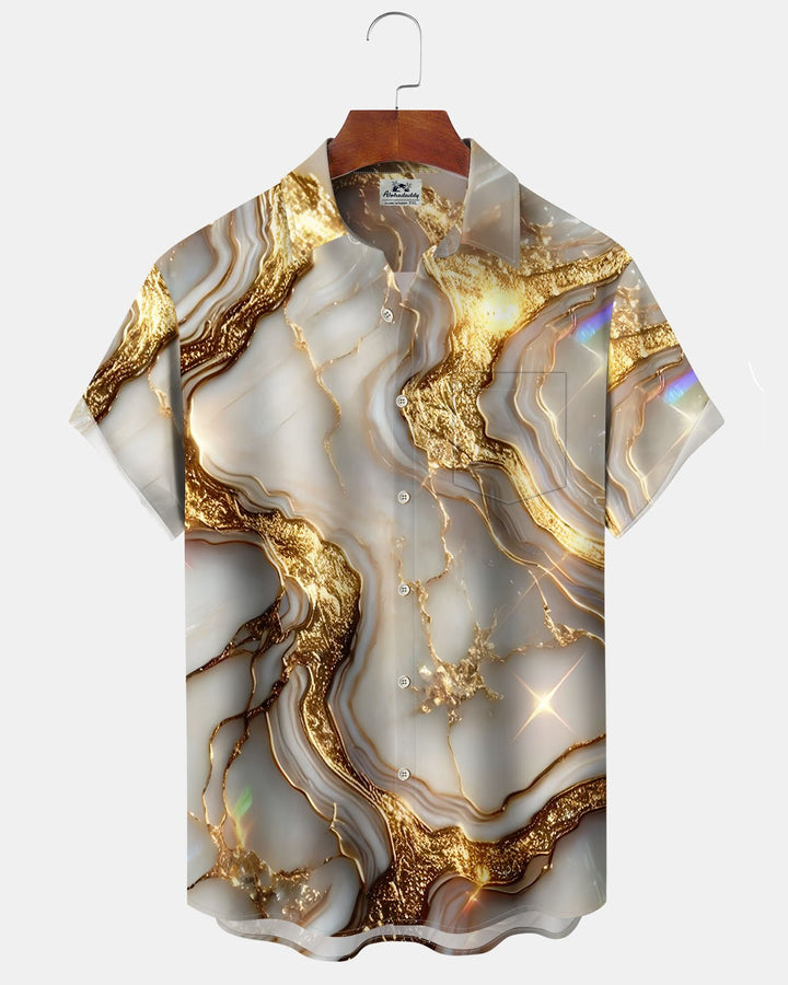 Alohadaddy® Casual Marble Print Art Pocket Stretch Men&