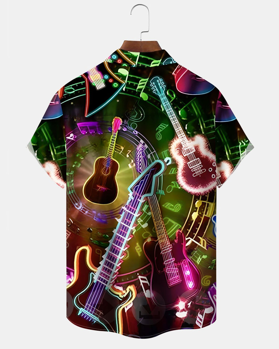 Alohadaddy® Retro Guitar Rock Print Art Pocket Button Men&