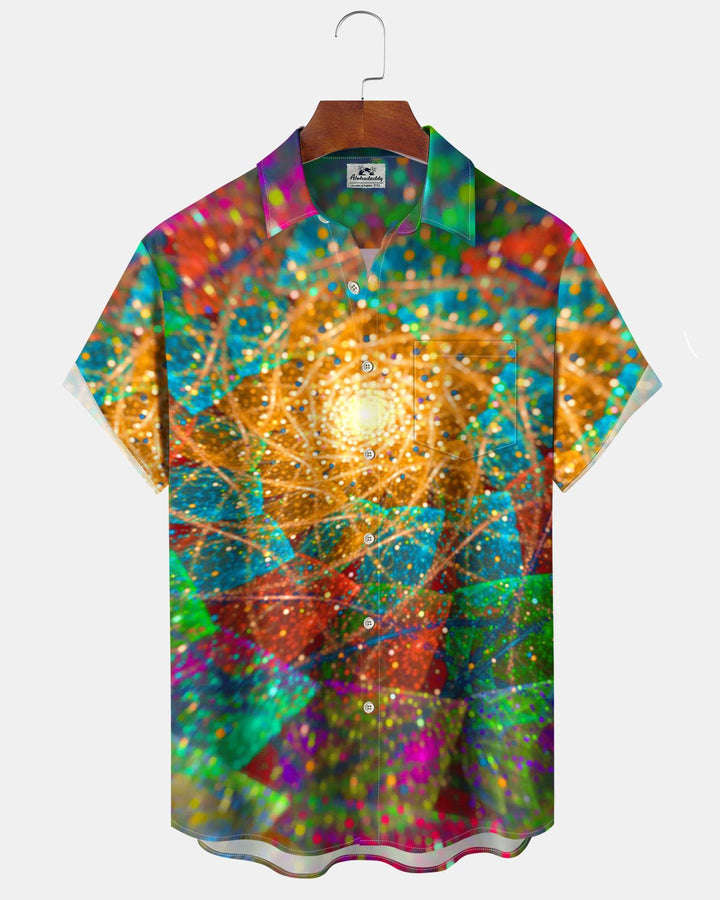 Alohadaddy® Casual Abstract Print Art Button Pocket Cardigan Men&