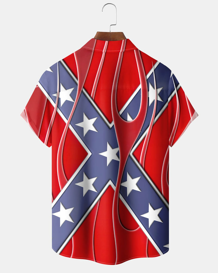Alohadaddy® Casual Confederate Flag Print Art  Button Pocket Cardigan Men&