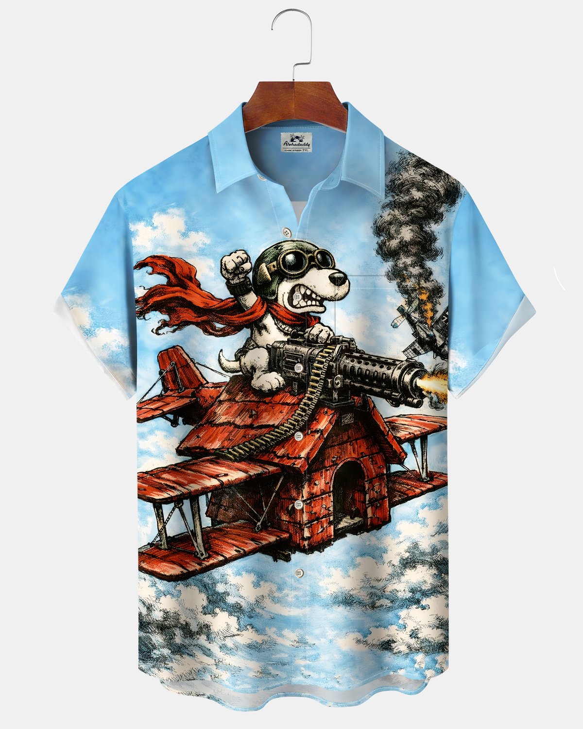 Alohadaddy® Vintage Snoopy Print Art Button Pocket Cardigan Men's Short Sleeve Shirt Big & Tall