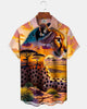Alohadaddy® Casual Leopard Print Art Button Pocket Cardigan Men's Short Sleeve Shirt Big & Tall
