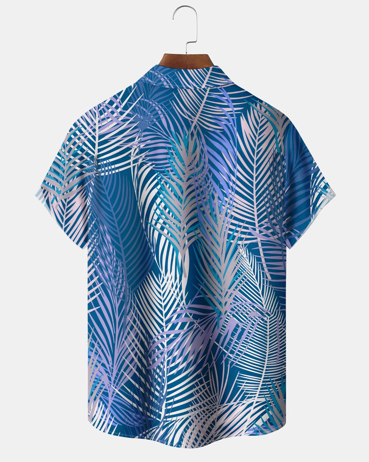 Alohadaddy® Hawaiian Palm Leaf Print Art Button Pocket Cardigan Men&