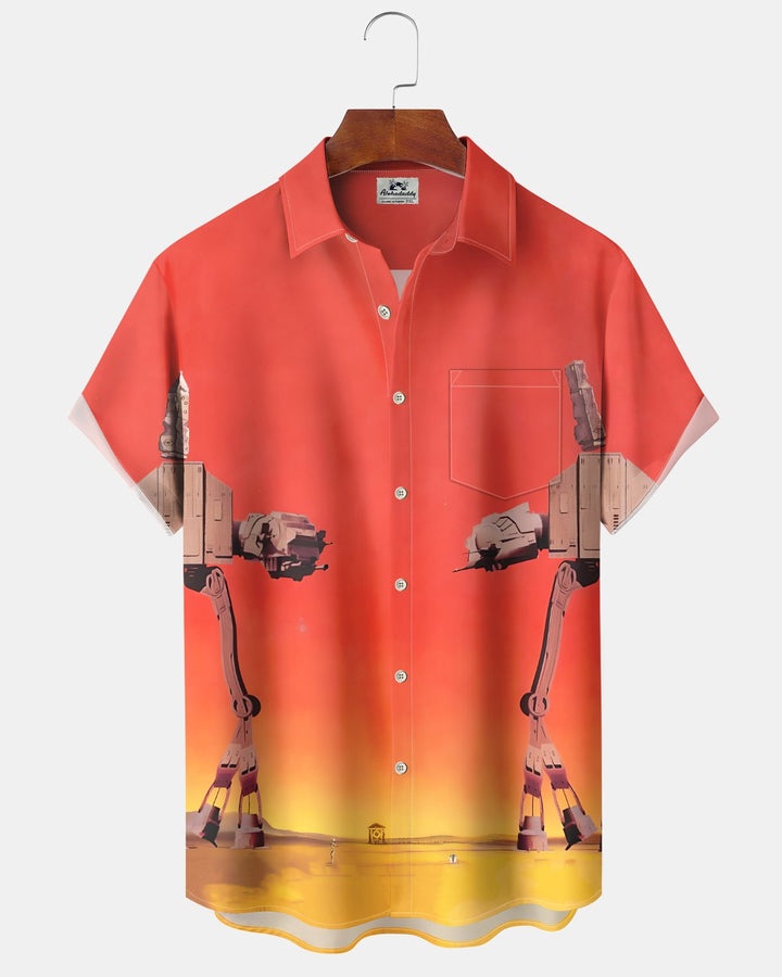 Alohadaddy® Casual Abstract Print Art Button Pocket Cardigan Men&