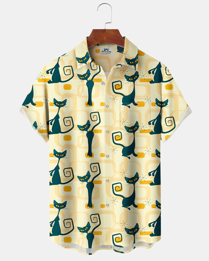 Alohadaddy® Casual Atomic Print Art Button Pocket Cardigan Men&