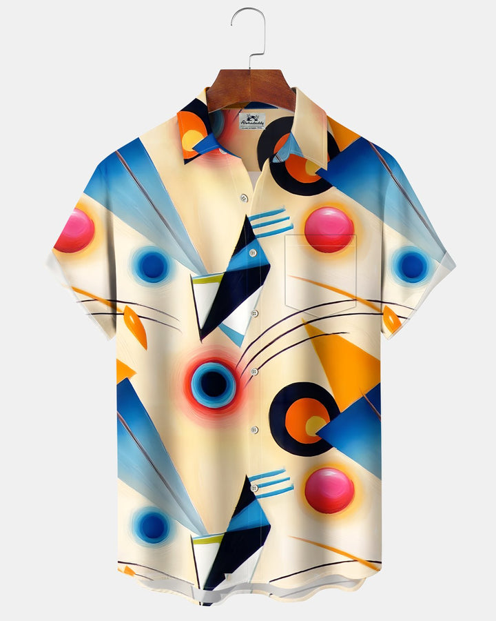 Alohadaddy® Casual Geometric Print Art Button Pocket Cardigan Men&