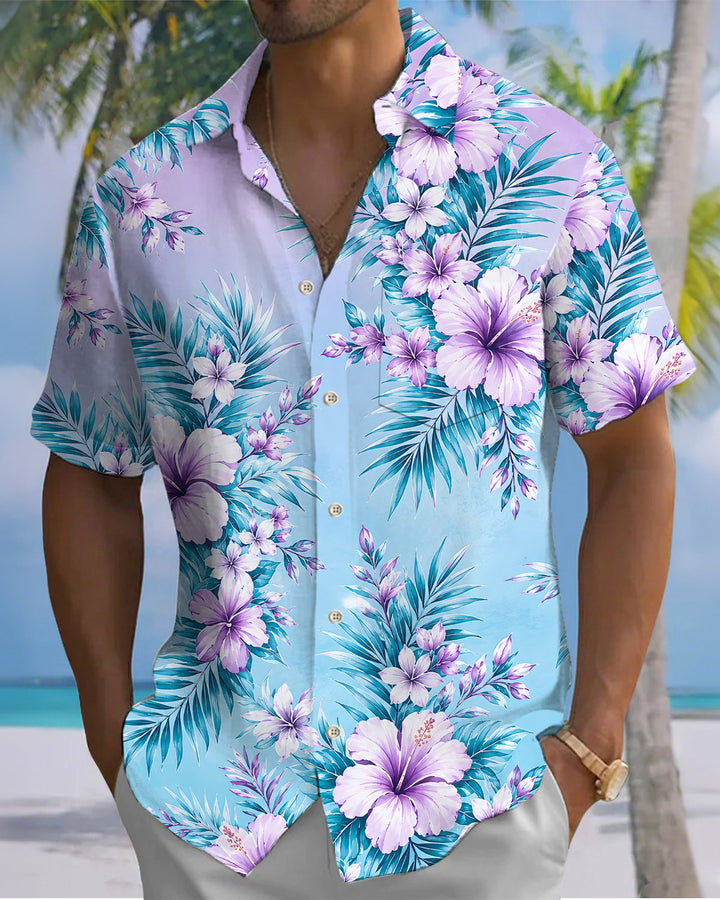 Alohadaddy® Hawaiian Floral Print Art Button Pocket Cardigan Men&