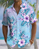 Alohadaddy® Hawaiian Floral Print Art Button Pocket Cardigan Men's Short Sleeve Shirt