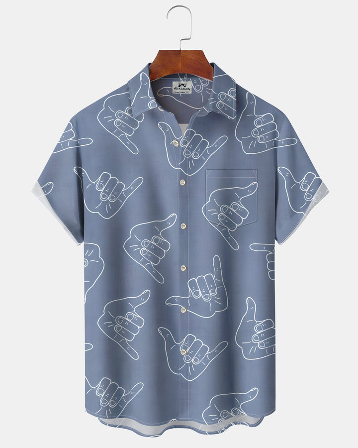 Alohadaddy® Casual Gesture Print Art Button Pocket Cardigan Men&