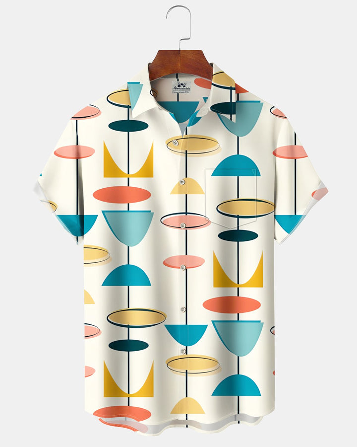 Alohadaddy® Casual Geometric Print Art Button Pocket Cardigan Men&