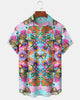Alohadaddy® Men's Short-Sleeve Shirt  Hawaiian Floral Print Art  Button-Front Cardigan Style with Pocket