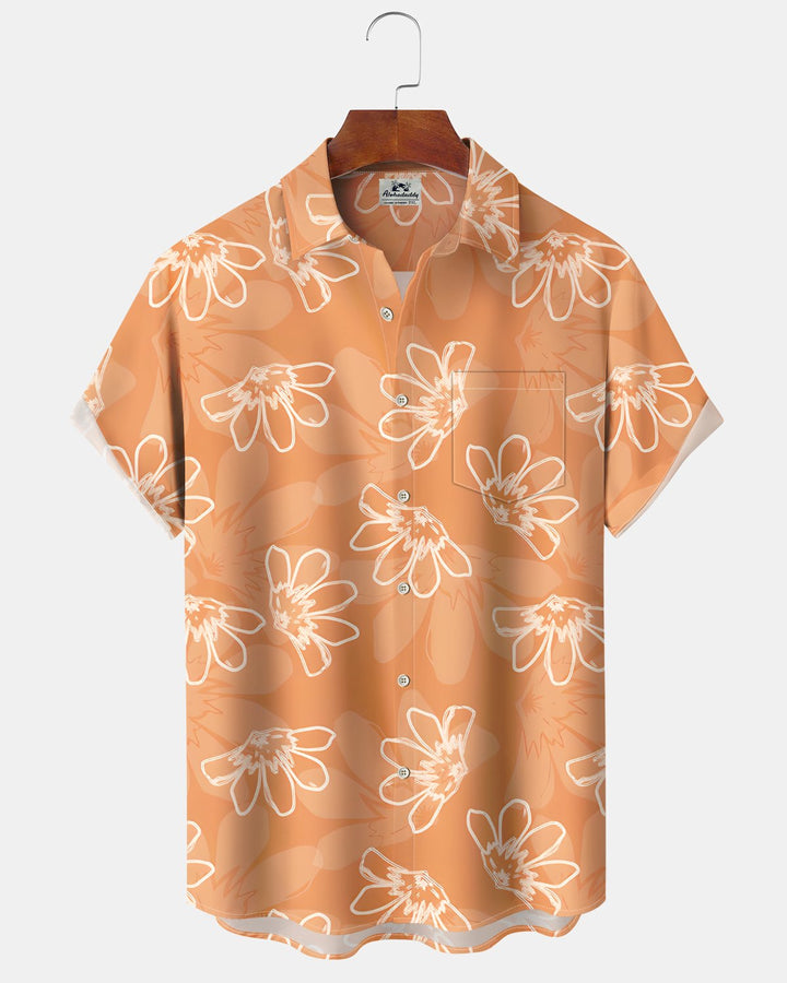 Alohadaddy® Hawaiian Floral Print Art Button Pocket Cardigan Men&