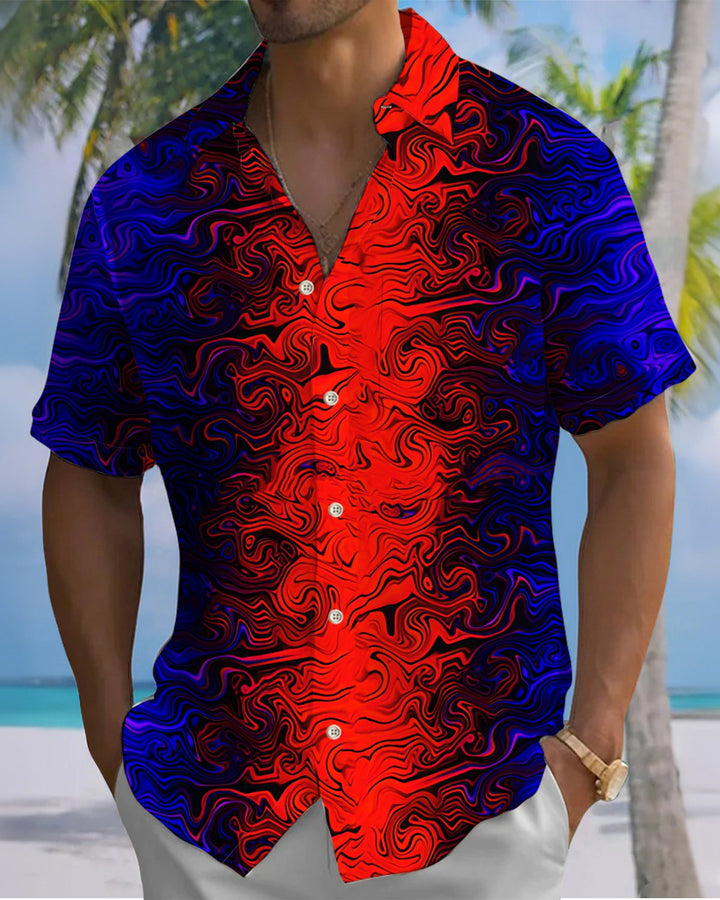 Alohadaddy® Casual Gradient Print Art Button Pocket Cardigan Men&