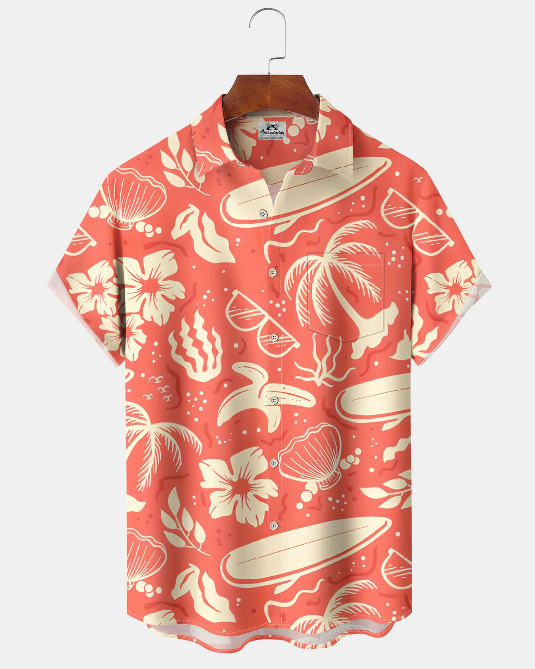 Alohadaddy® Hawaiian Palm Tree Print Art Button Pocket Cardigan Men&