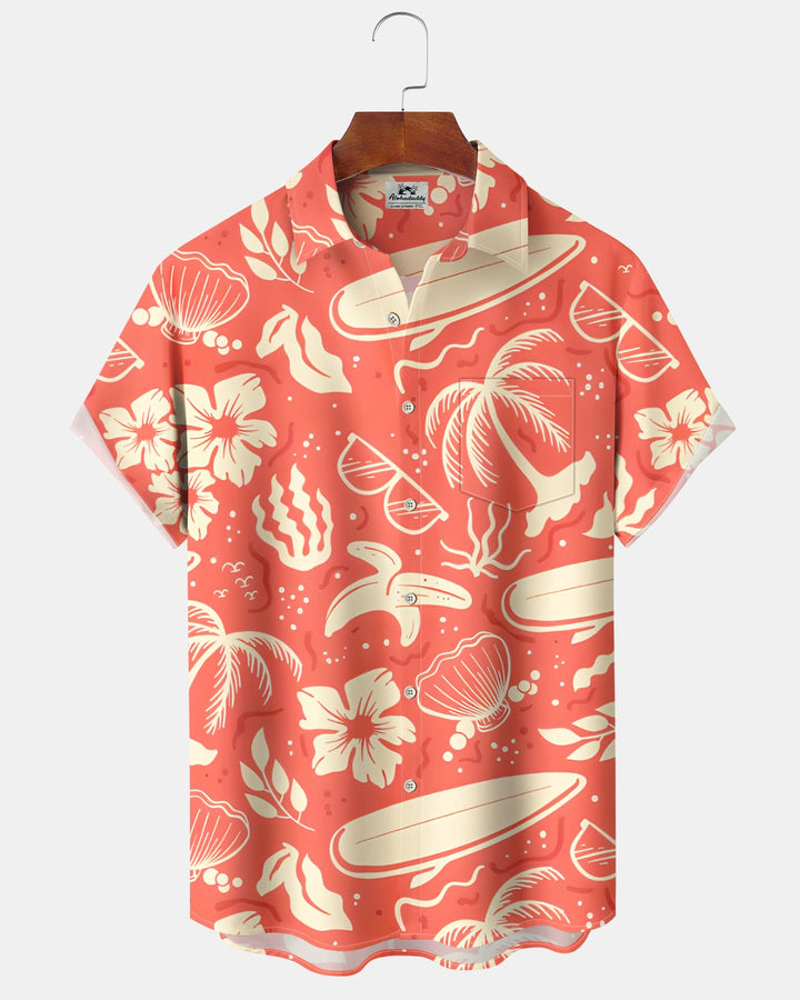 Alohadaddy® Hawaiian Palm Tree Print Art Button Pocket Cardigan Men&