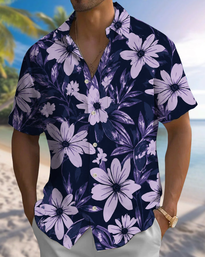 Alohadaddy® Hawaiian Floral Print Art Button Pocket Cardigan Men&