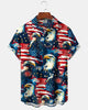 Alohadaddy® Holiday Independence Day Print Art Button Cardigan with Pockets Men's Short Sleeve Shirt