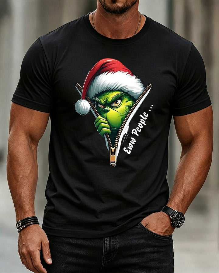 Alohadaddy® Holiday Christmas Print Crew Neck Short-Sleeve T-Shirt