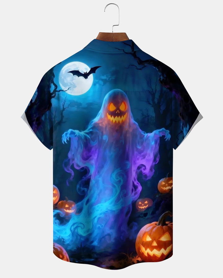 Alohadaddy® Holiday Halloween Graphic Print Button-Down Pocket Cardigan-Style Men&