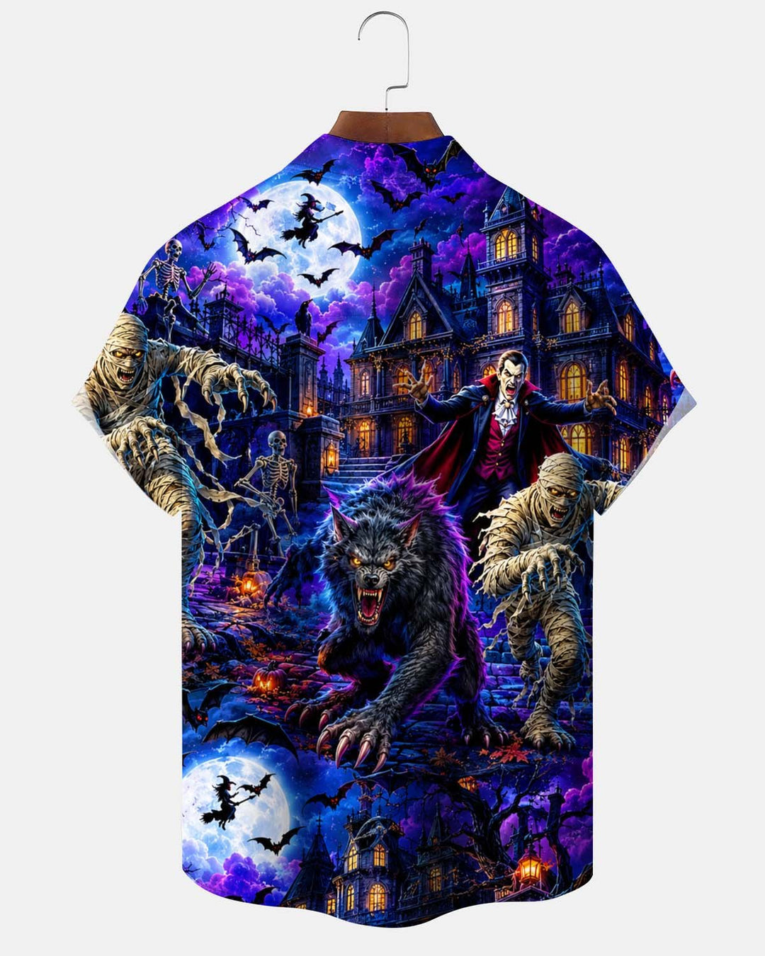 Alohadaddy® Holiday/Halloween Print Button-Down Short-Sleeve Shirt with Pocket