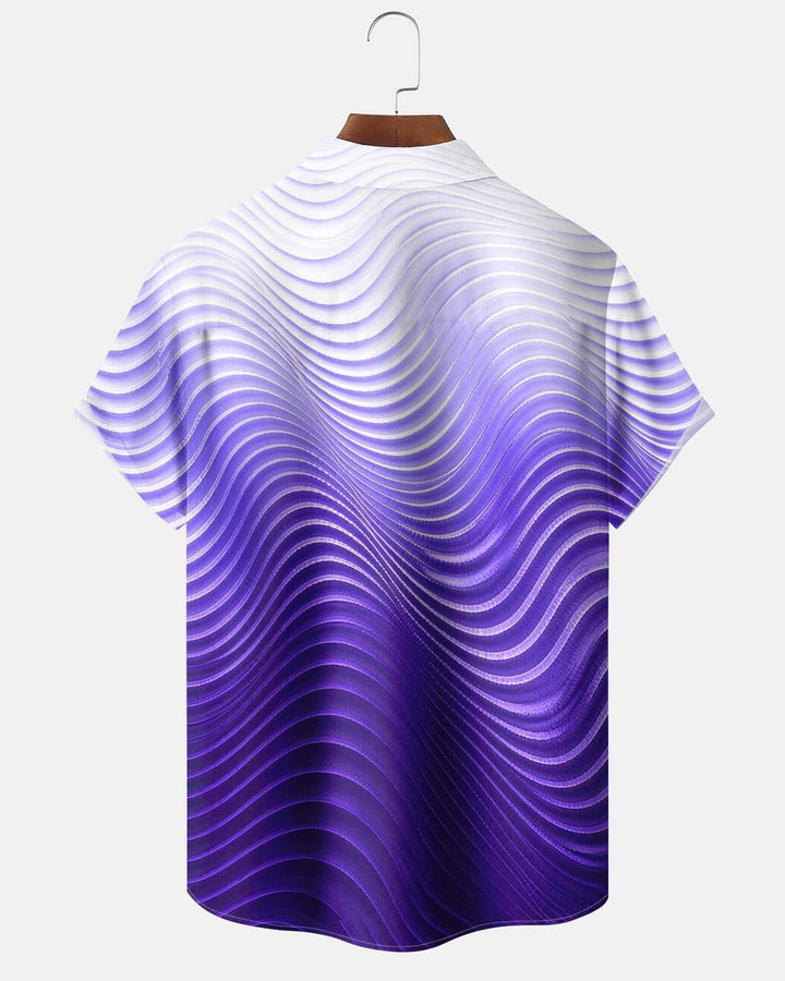 Alohadaddy® Men’s Short-Sleeve Casual Shirt Striped Art-Print Button-Down with Pocket