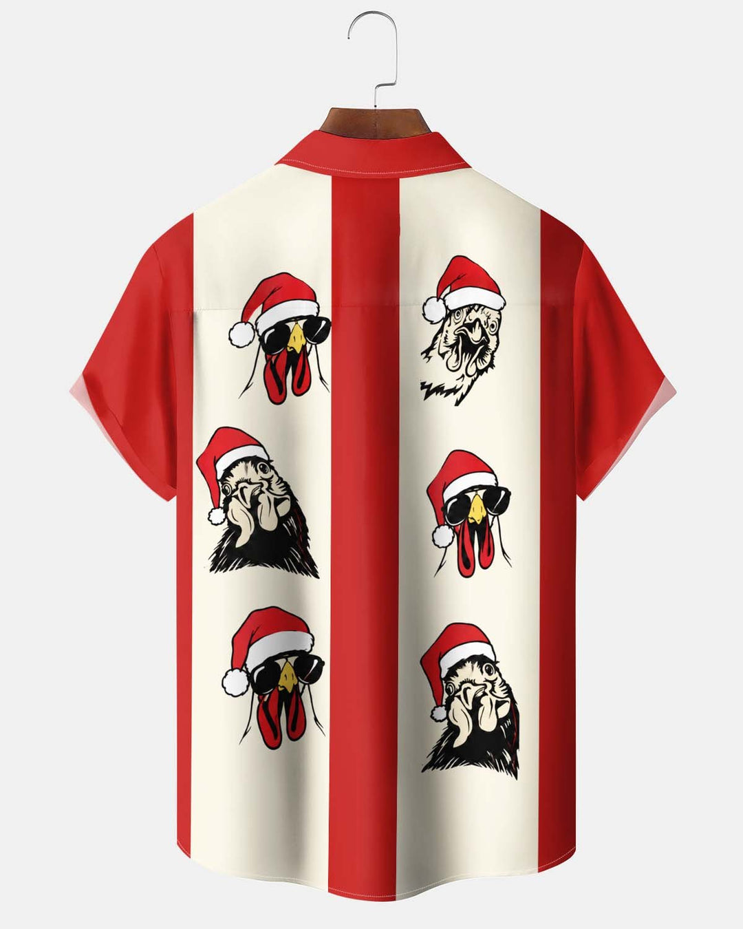 Alohadaddy® Holiday/Christmas Print Button-Down Short-Sleeve Men’s Cardigan Shirt with Pocket