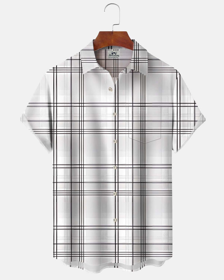 Alohadaddy® Men’s Short-Sleeve Button-Down Shirt  Casual Geometric Print with Pocket
