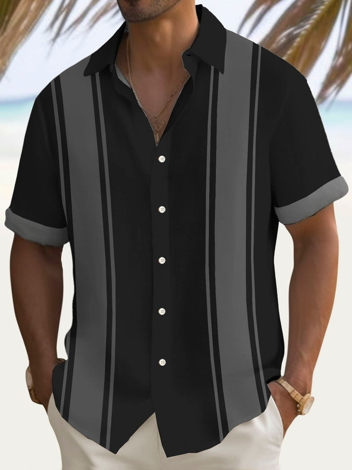 Alohadaddy Retro Bowling Stripe Contrast Print Men&