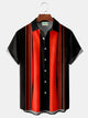 Camisa de manga corta con bolsillo abotonado y estampado 3D de rayas de bolos retro de Alohadaddy para hombre, talla grande y alta
