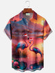 Camisa de manga corta con bolsillo abotonado y estampado digital 3D de flamencos navideños de Alohadaddy para hombre, talla grande y alta