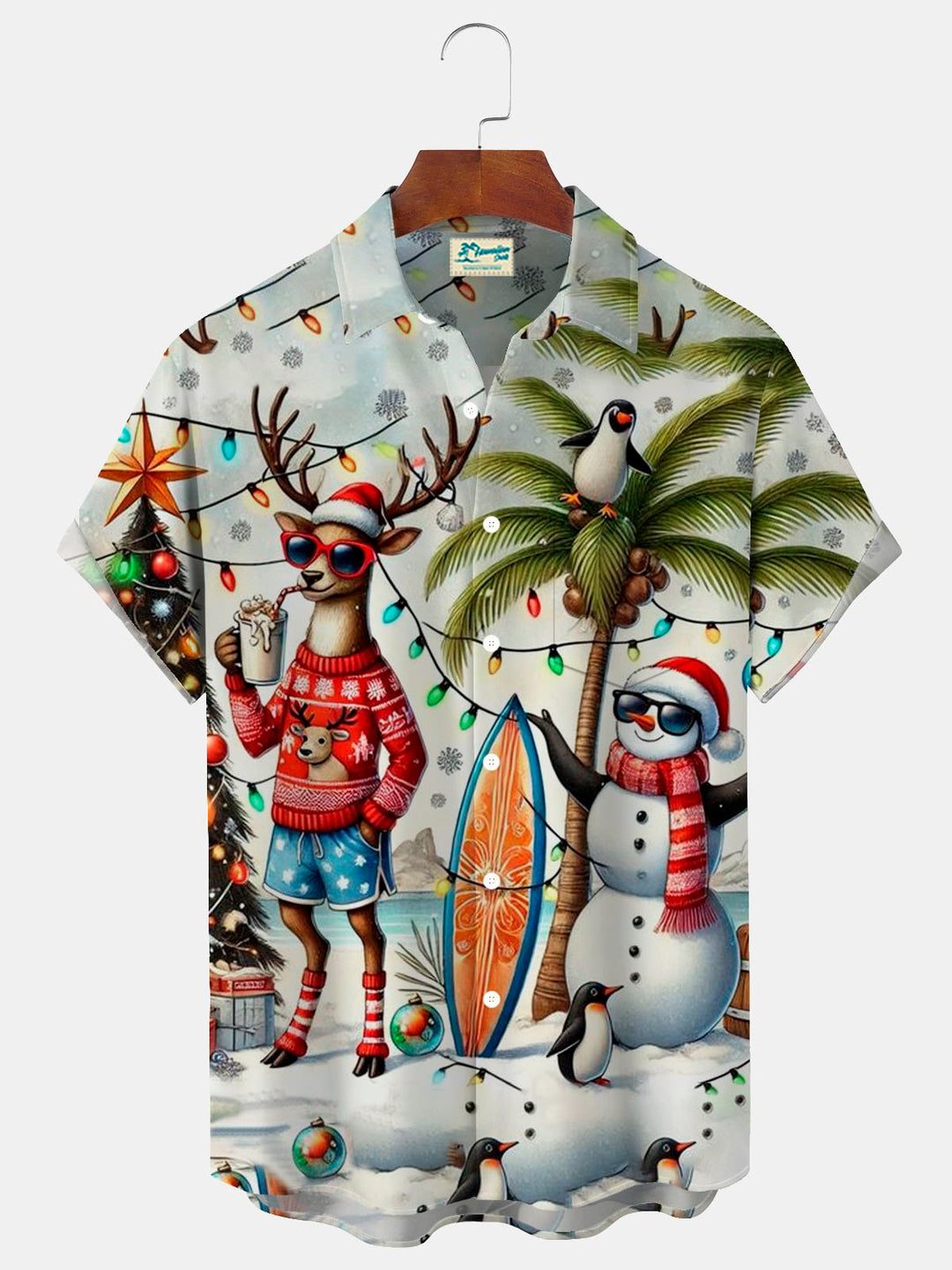 Alohadaddy Christmas Deer Snowman Lantern Print Men&