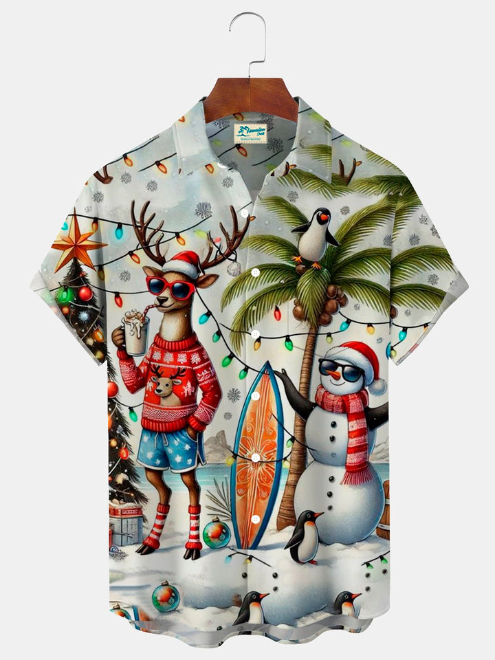 Alohadaddy Christmas Deer Snowman Lantern Print Men&