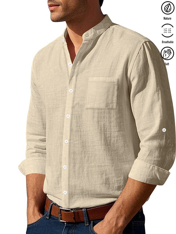 Alohadaddy® Basic Solid Color Cotton Linen Print Men&