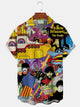 Alohadaddy® Retro Super Musician Print Men's Lapel Pocket Short Sleeve Shirt Big&Tall