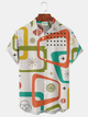 Alohadaddy® Retro 1950s Mid-century Atomic Age Geometric Graphic Print Men's Button Pocket Short Sleeve Shirt Big & Tall