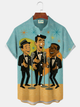 Alohadaddy® Vintage Music Rat Pack Graphic Print Men's Button Pocket Short Sleeve Shirt Big & Tall