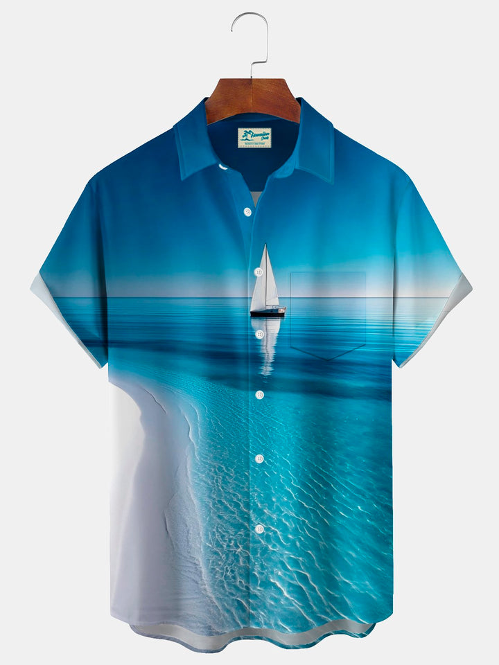 Alohadaddy® Hawaiian Beach Ocean Sailboat Print Men&