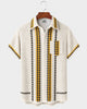 Alohadaddy® Men's Short-Sleeve Button-Down Shirt with Pocket Geometric Print
