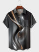 Alohadaddy® Men's Short-Sleeve Button-Down Shirt with Pocket Geometric Print