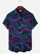 Alohadaddy® Men's Short-Sleeve Button-Down Shirt with Pocket Geometric Print