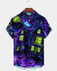 Alohadaddy® Men's Short-Sleeve Button-Down Shirt with Pocket Halloween Print