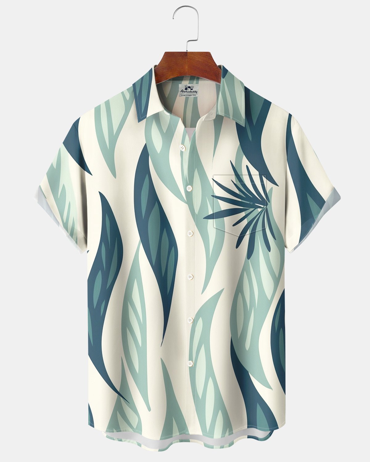 Alohadaddy® Men's Hawaiian Floral Leaf Geometric Abstract Short-Sleeve Shirt