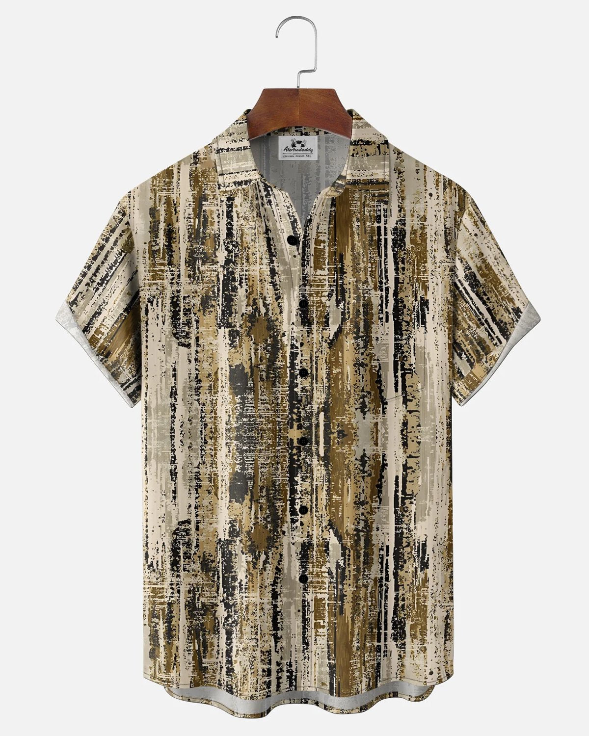 Alohadaddy® Men's Short-Sleeve Button-Down Shirt with Pocket Abstract Print