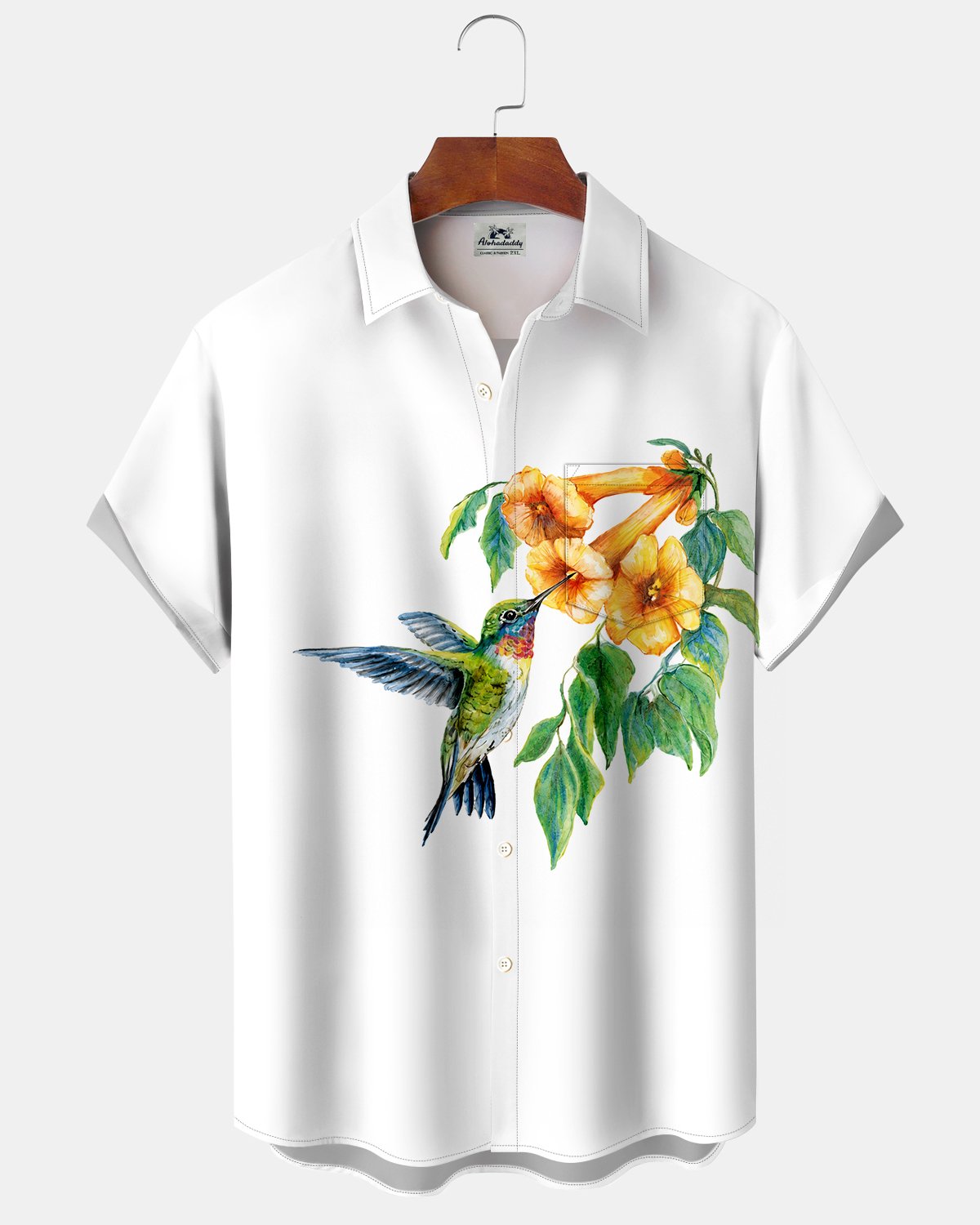 Alohadaddy® Men's Short-Sleeve Button-Down Shirt with Pocket Bird Print
