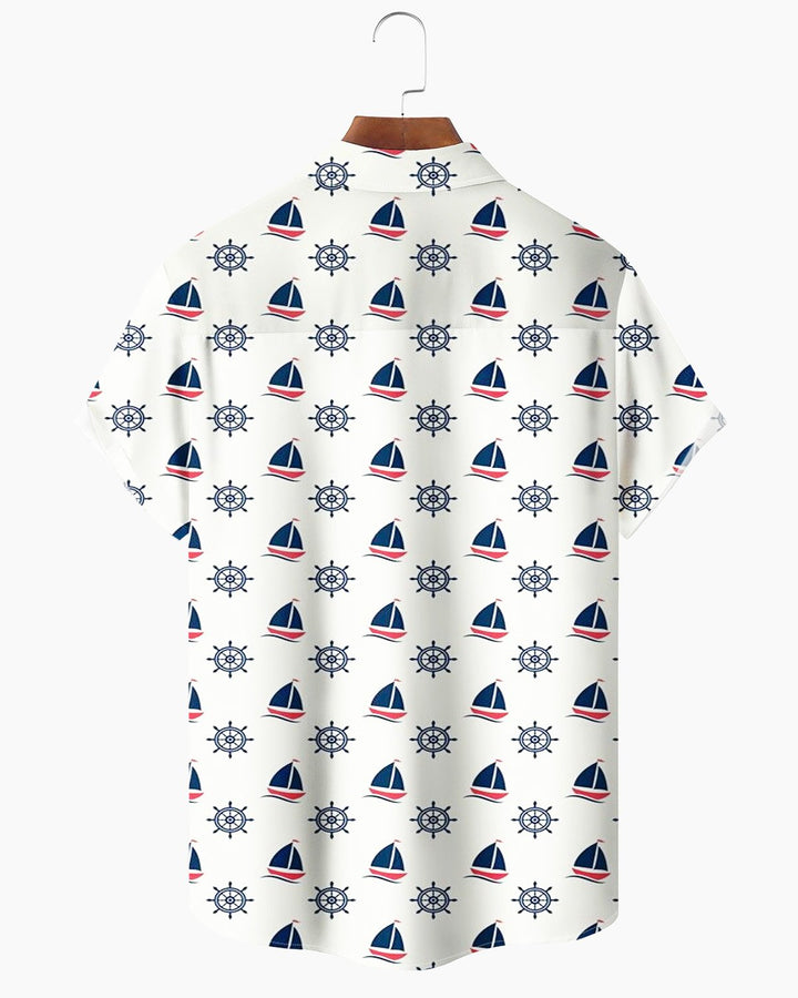 Alohadaddy® Vintage Sailboat Wheel Print Men&