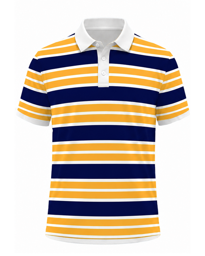 Men’s Basic Casual stripe Retro Print Button Down Polo Short-Sleeve Big &amp; Tall