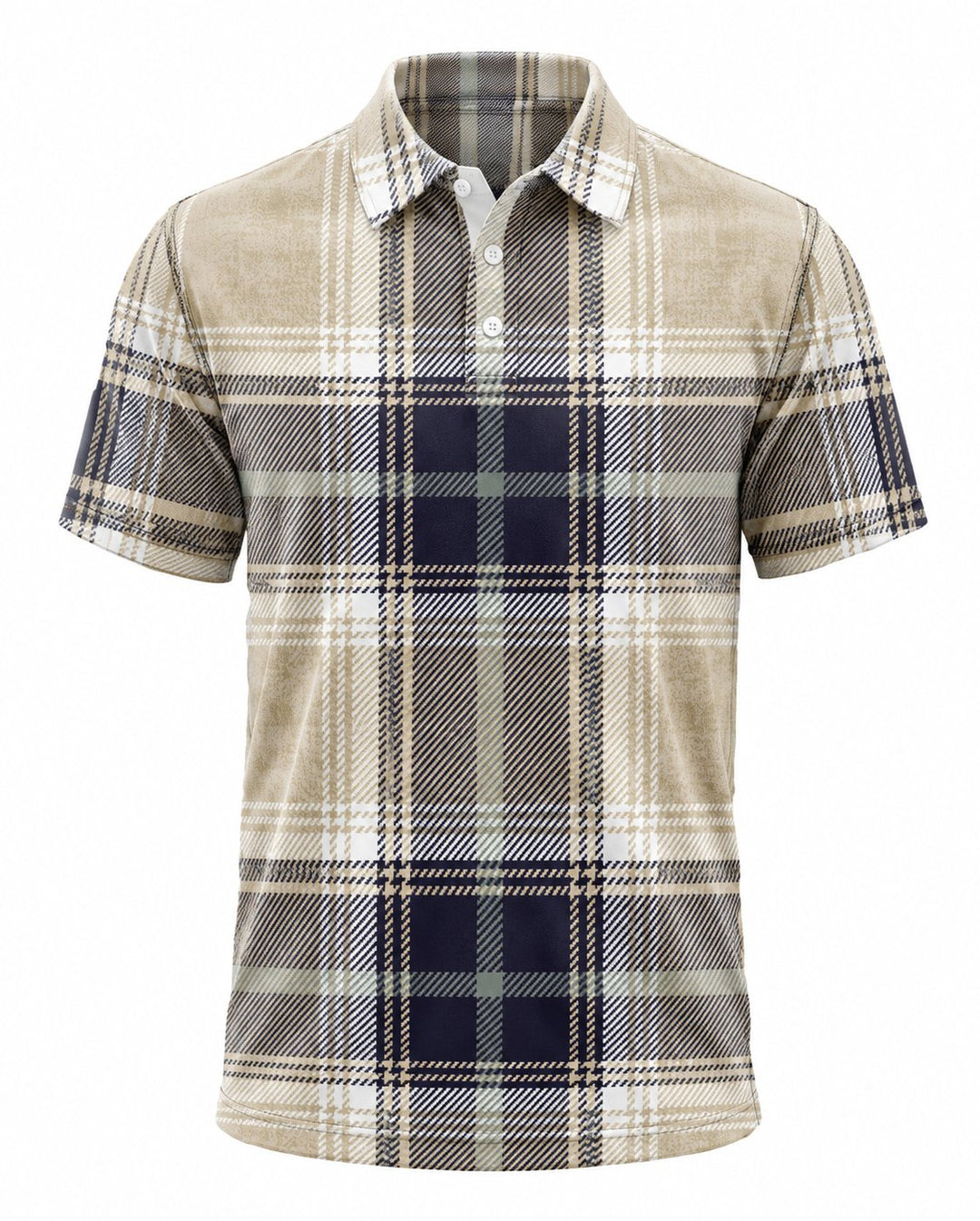 Men’s Basic Casual Checkered pattern Retro Print Button Down Polo Short-Sleeve Big &amp; Tall
