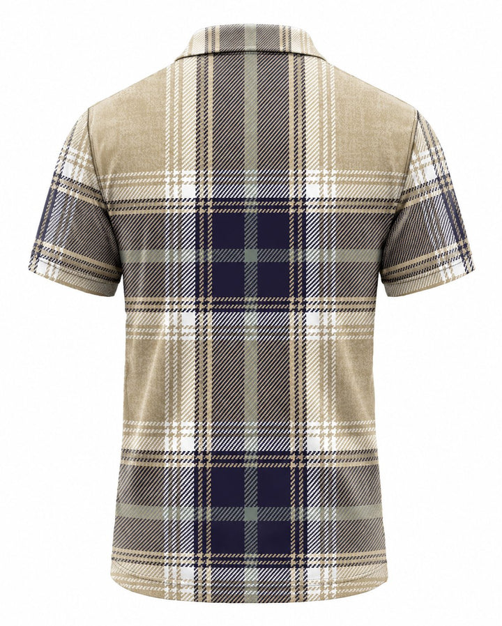 Men’s Basic Casual Checkered pattern Retro Print Button Down Polo Short-Sleeve Big &amp; Tall