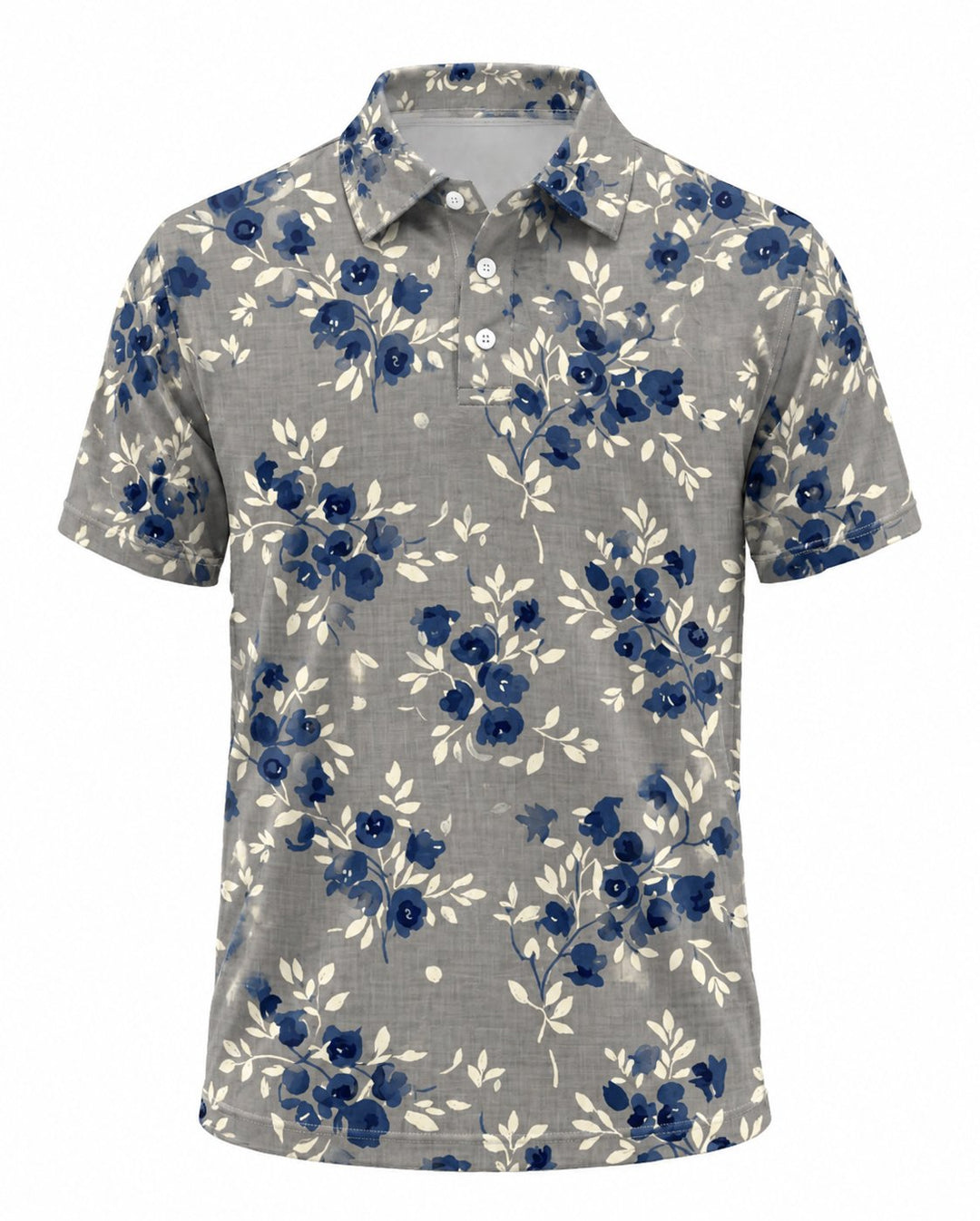 Men’s Basic Casual Flowering and plants Retro Print Button Down Polo Short-Sleeve Big &amp; Tall