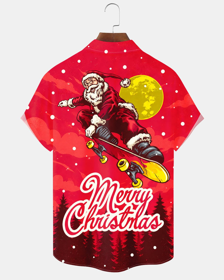 Alohadaddy® Holiday Christmas Santa Skateboard Print Men&